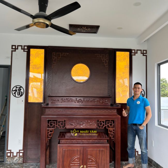 Mẫu 2: Tranh trúc chỉ bàn thờ gia tiên mẫu TTC2151