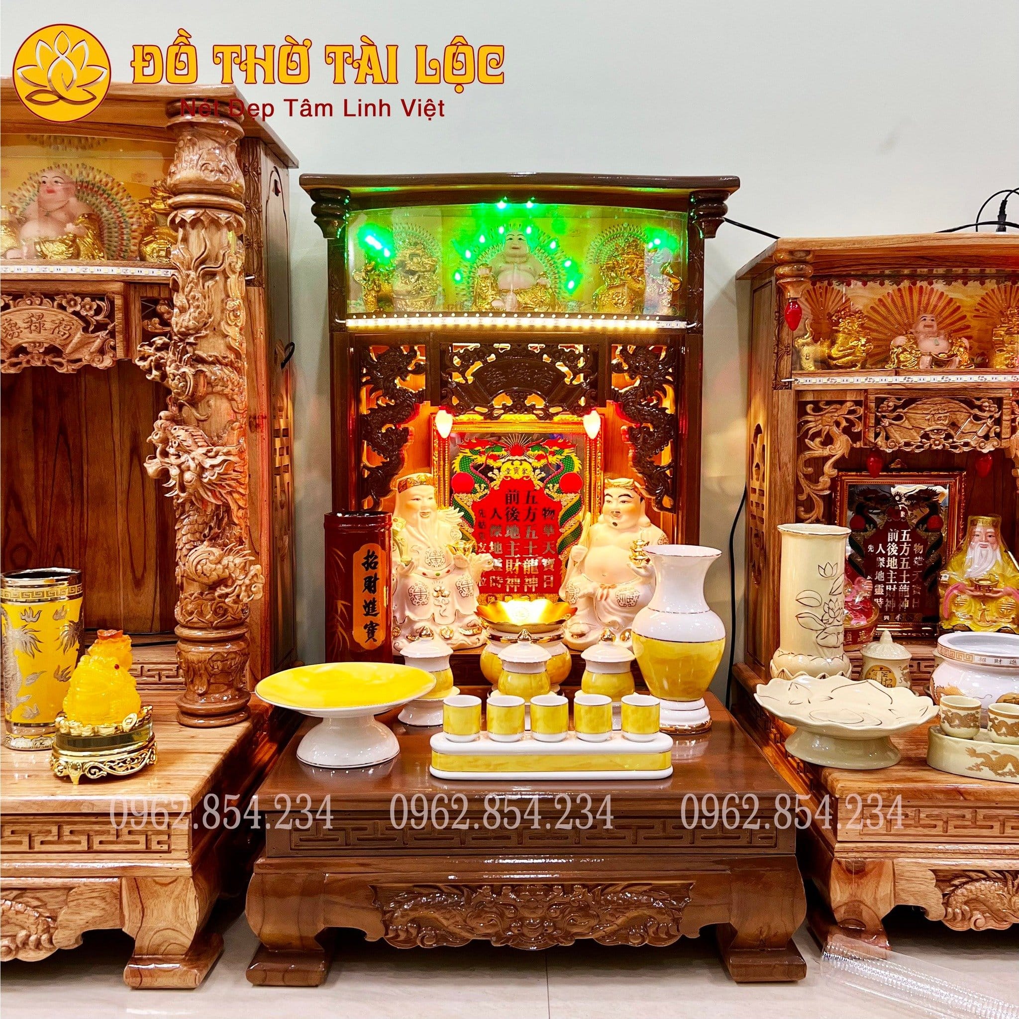 Bàn Thờ Gỗ Xoan 48x56x75 có hộp đèn