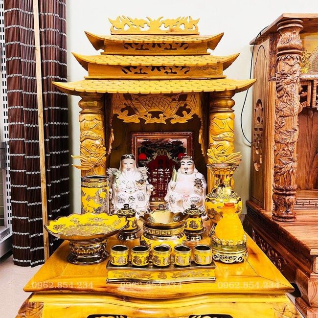 Bàn Thờ Thần Tài Thổ Địa Gỗ Mít TD16