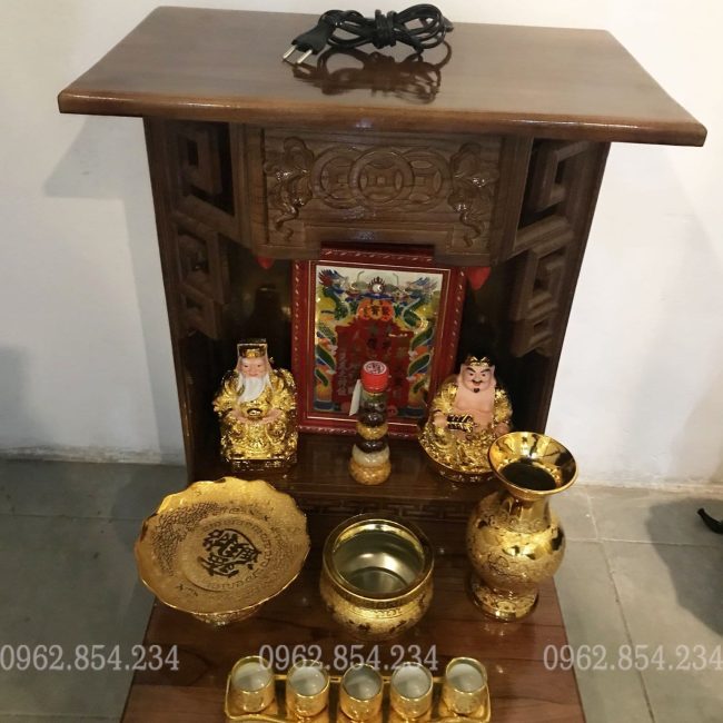Bàn Thờ Thần Tài Thổ Địa Gỗ Muồng TD12