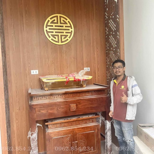 Phòng thờ gỗ sồi thi công tại Đường Bình Kỳ, Ngũ Hành Sơn, Đà Nẵng