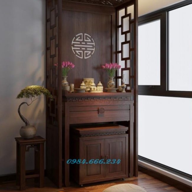 Bàn Thờ Gỗ Sồi Mẫu BTD1810.1 4 Phong tho chung cu 03 655x800 1