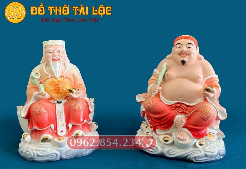 Tượng Thần Tài Thổ Địa Đá Đỏ Trắng DT0029
