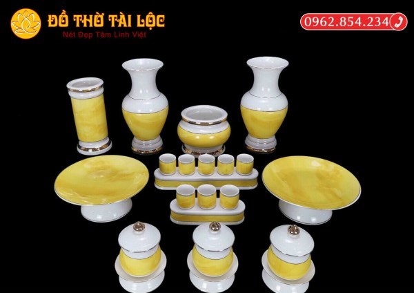 Bộ Đồ Thờ Thần Tài Sứ Vân Đá DT0028
