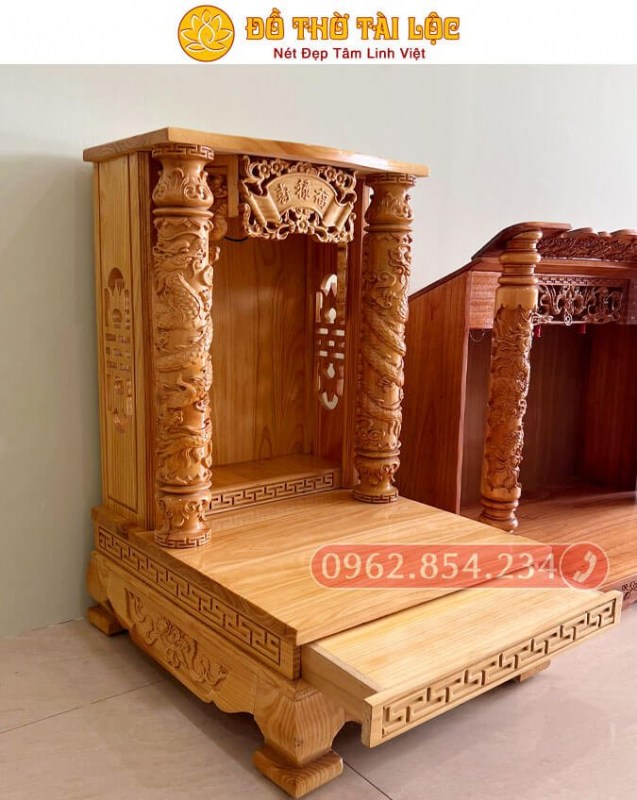 Bàn Thờ Thần Tài Thổ Địa Gỗ Pơ Mu TD15