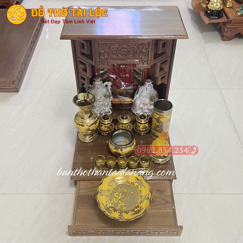 Bàn Thờ Thần Tài Thổ Địa Gỗ Xoan TD16