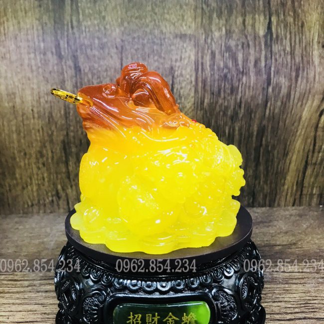 Cóc Ngậm Tiền Vàng Chanh ( đế gỗ xoay )